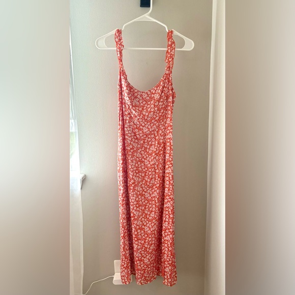 Orange Floral Beginning Boutique Midi Dress - Picture 2 of 5